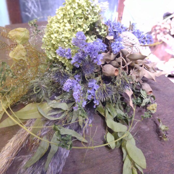 シミズガーデンの8月のドライフラワースワッグ6600-2