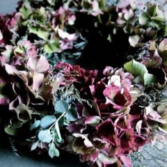 秋色アジサイのフレッシュリース